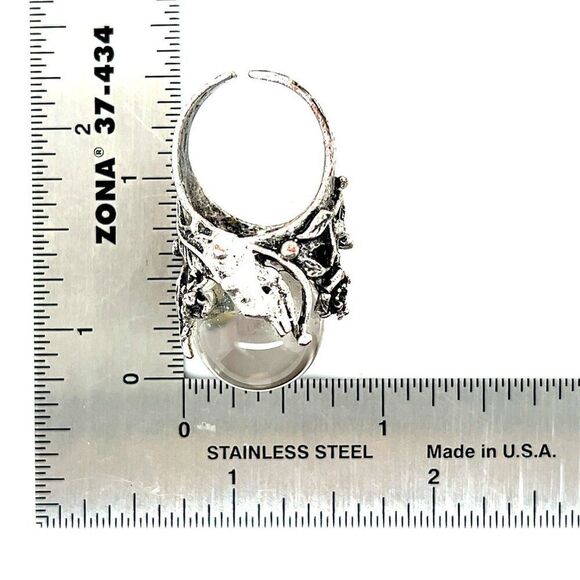 SOLD Crystal Ball Open Back Ring - Picture 5 of 8